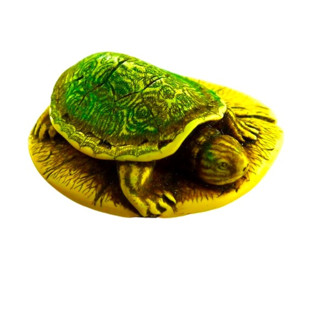 Scrimshaw Style Turtle Brooch Pin Vintage Signed R.H. Badeau 1996